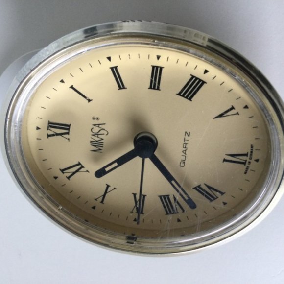 Mikasa Art Deco Vintage Table Shelf Desk Clock B Germany Crystal Semicylinder - Picture 11 of 11